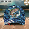 Maxcorners Fishing Cap Patriotic Blue Camo Design Multicolor Options Personalized Name (12 Fish Species)