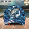 Maxcorners Fishing Cap Patriotic Blue Camo Design Multicolor Options Personalized Name (12 Fish Species)