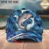 Maxcorners Fishing Cap Patriotic Blue Camo Design Multicolor Options Personalized Name (12 Fish Species)