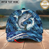 Maxcorners Fishing Cap Patriotic Blue Camo Design Multicolor Options Personalized Name (12 Fish Species)