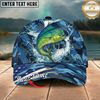 Maxcorners Fishing Cap Patriotic Blue Camo Design Multicolor Options Personalized Name (12 Fish Species)