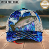 Maxcorners Fishing Cap Blue Flame Water Splash Design Multicolor Options Personalized Name (12 Fish Species)