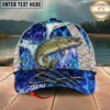 Maxcorners Fishing Cap Blue Flame Water Splash Design Multicolor Options Personalized Name (12 Fish Species)