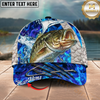 Maxcorners Fishing Cap Blue Flame Water Splash Design Multicolor Options Personalized Name (12 Fish Species)