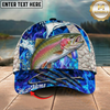 Maxcorners Fishing Cap Blue Flame Water Splash Design Multicolor Options Personalized Name (12 Fish Species)
