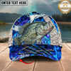 Maxcorners Fishing Cap Blue Flame Water Splash Design Multicolor Options Personalized Name (12 Fish Species)