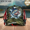 Maxcorners Fishing Cap Vintage USA Camo Design Multicolor Options Personalized Name