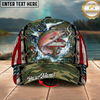 Maxcorners Fishing Cap Vintage USA Camo Design Multicolor Options Personalized Name