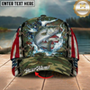 Maxcorners Fishing Cap Vintage USA Camo Design Multicolor Options Personalized Name