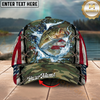 Maxcorners Fishing Cap Vintage USA Camo Design Multicolor Options Personalized Name