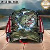 Maxcorners Fishing Cap Vintage USA Camo Design Multicolor Options Personalized Name