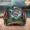 Maxcorners Fishing Cap Vintage USA Camo Design Multicolor Options Personalized Name