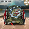 Maxcorners Fishing Cap Vintage USA Camo Design Multicolor Options Personalized Name