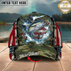 Maxcorners Fishing Cap Vintage USA Camo Design Multicolor Options Personalized Name