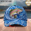 Maxcorners Fishing Cap Blue Water Splash Design Multicolor Options Personalized Name (12 Fish Species)