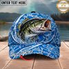 Maxcorners Fishing Cap Blue Water Splash Design Multicolor Options Personalized Name (12 Fish Species)