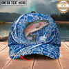 Maxcorners Fishing Cap Blue Water Splash Design Multicolor Options Personalized Name (12 Fish Species)