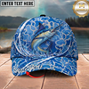 Maxcorners Fishing Cap Blue Water Splash Design Multicolor Options Personalized Name (12 Fish Species)