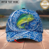 Maxcorners Fishing Cap Blue Water Splash Design Multicolor Options Personalized Name (12 Fish Species)