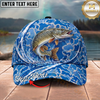 Maxcorners Fishing Cap Blue Water Splash Design Multicolor Options Personalized Name (12 Fish Species)