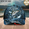 Maxcorners Fishing Cap Dark Water Splash Design Multicolor Options Personalized Name (12 Fish Species)