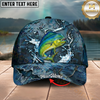 Maxcorners Fishing Cap Dark Water Splash Design Multicolor Options Personalized Name (12 Fish Species)