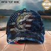 Maxcorners Fishing Cap Patriotic USA Flag Design Multicolor Options Personalized Name