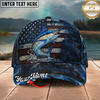 Maxcorners Fishing Cap Patriotic USA Flag Design Multicolor Options Personalized Name