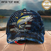 Maxcorners Fishing Cap Patriotic USA Flag Design Multicolor Options Personalized Name