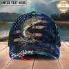 Maxcorners Fishing Cap Patriotic USA Flag Design Multicolor Options Personalized Name