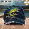 Maxcorners Fishing Cap Patriotic USA Flag Design Multicolor Options Personalized Name