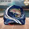 Maxcorners Fishing Cap Navy Water Splash Design Multicolor Options Personalized Name (12 Fish Species)