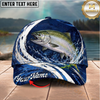 Maxcorners Fishing Cap Navy Water Splash Design Multicolor Options Personalized Name (12 Fish Species)