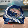 Maxcorners Fishing Cap Navy Water Splash Design Multicolor Options Personalized Name (12 Fish Species)