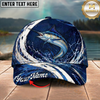 Maxcorners Fishing Cap Navy Water Splash Design Multicolor Options Personalized Name (12 Fish Species)