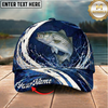 Maxcorners Fishing Cap Navy Water Splash Design Multicolor Options Personalized Name (12 Fish Species)