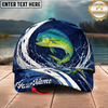 Maxcorners Fishing Cap Navy Water Splash Design Multicolor Options Personalized Name (12 Fish Species)