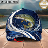 Maxcorners Fishing Cap Navy Water Splash Design Multicolor Options Personalized Name (12 Fish Species)