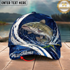 Maxcorners Fishing Cap Navy Water Splash Design Multicolor Options Personalized Name (12 Fish Species)