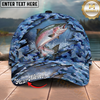 Maxcorners Fishing Cap Blue Camo Rip-Through Design Multicolor Options Personalized Name (12 Fish Species)