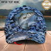 Maxcorners Fishing Cap Blue Camo Rip-Through Design Multicolor Options Personalized Name (12 Fish Species)