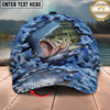 Maxcorners Fishing Cap Blue Camo Rip-Through Design Multicolor Options Personalized Name (12 Fish Species)