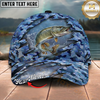 Maxcorners Fishing Cap Blue Camo Rip-Through Design Multicolor Options Personalized Name (12 Fish Species)
