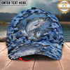 Maxcorners Fishing Cap Blue Camo Rip-Through Design Multicolor Options Personalized Name (12 Fish Species)
