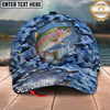 Maxcorners Fishing Cap Blue Camo Rip-Through Design Multicolor Options Personalized Name (12 Fish Species)