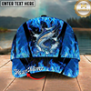 Maxcorners Fishing Cap Blue Flame Bass Design Multicolor Options Personalized Name (12 Fish Species)