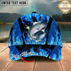 Maxcorners Fishing Cap Blue Flame Bass Design Multicolor Options Personalized Name (12 Fish Species)