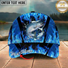 Maxcorners Fishing Cap Blue Flame Bass Design Multicolor Options Personalized Name (12 Fish Species)