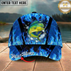 Maxcorners Fishing Cap Blue Flame Bass Design Multicolor Options Personalized Name (12 Fish Species)