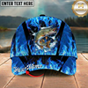 Maxcorners Fishing Cap Blue Flame Bass Design Multicolor Options Personalized Name (12 Fish Species)